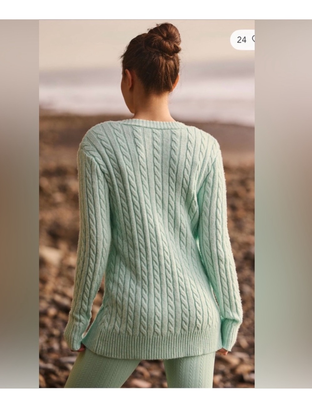 Beach Riot Mint Cable-Knit Cardigan - Picture 3 of 6